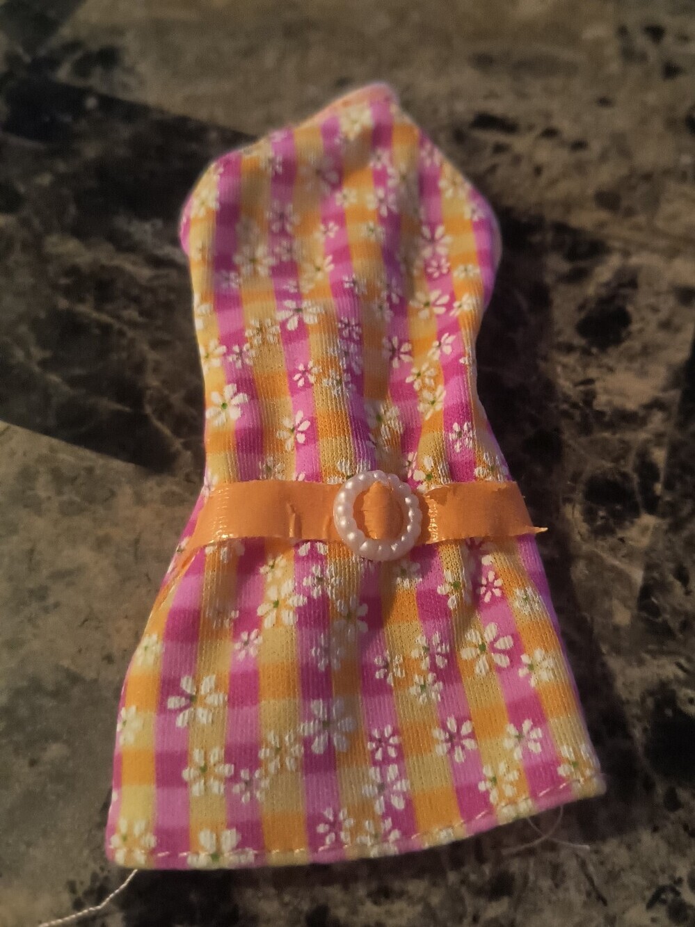 Vintage Barbie Clothes Lot 90s Pretty In Plaid Dress Gold Brocade Faux Fur Skirt - Picture 3 of 6